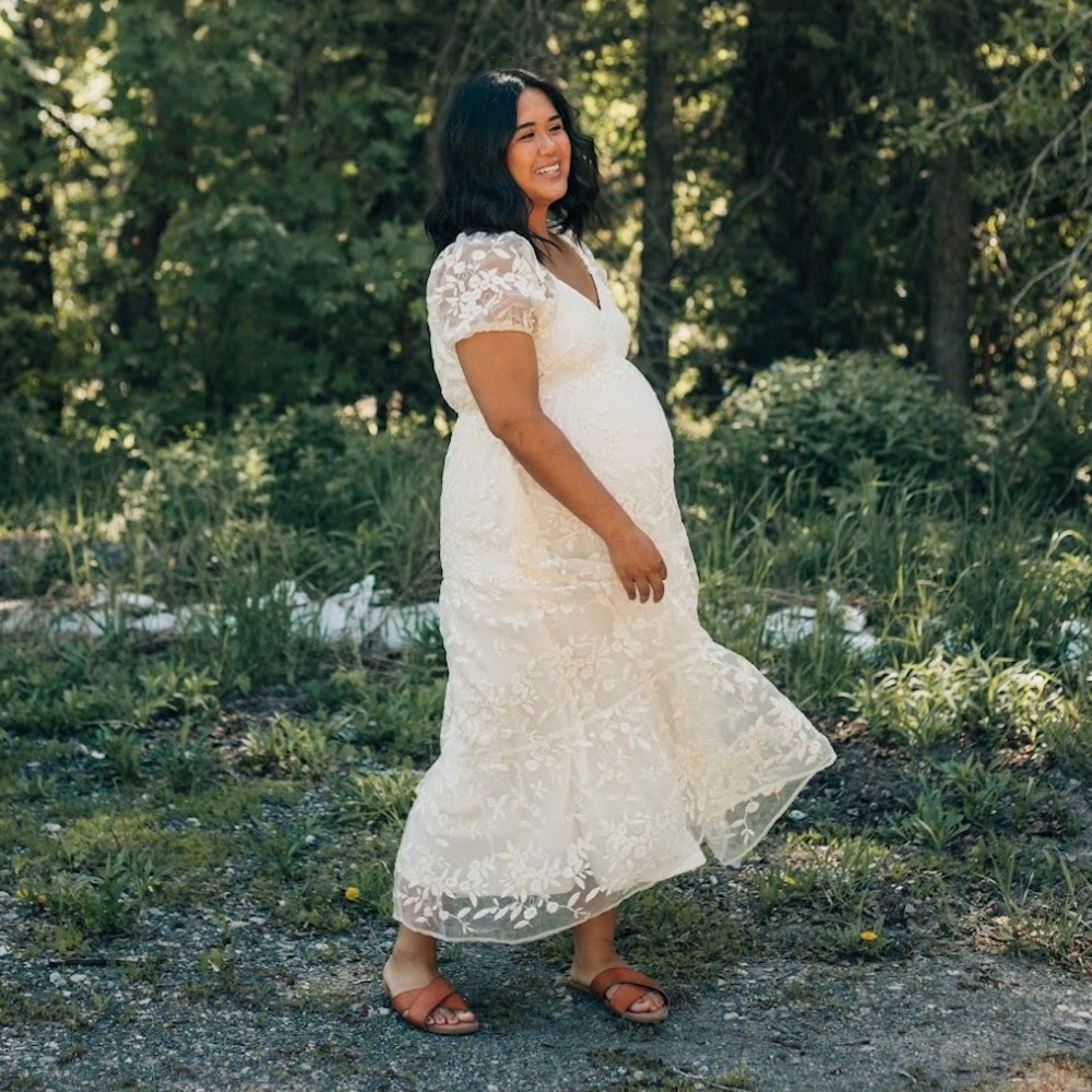 Maternity Boutique White Lace Dress, Size Medium
